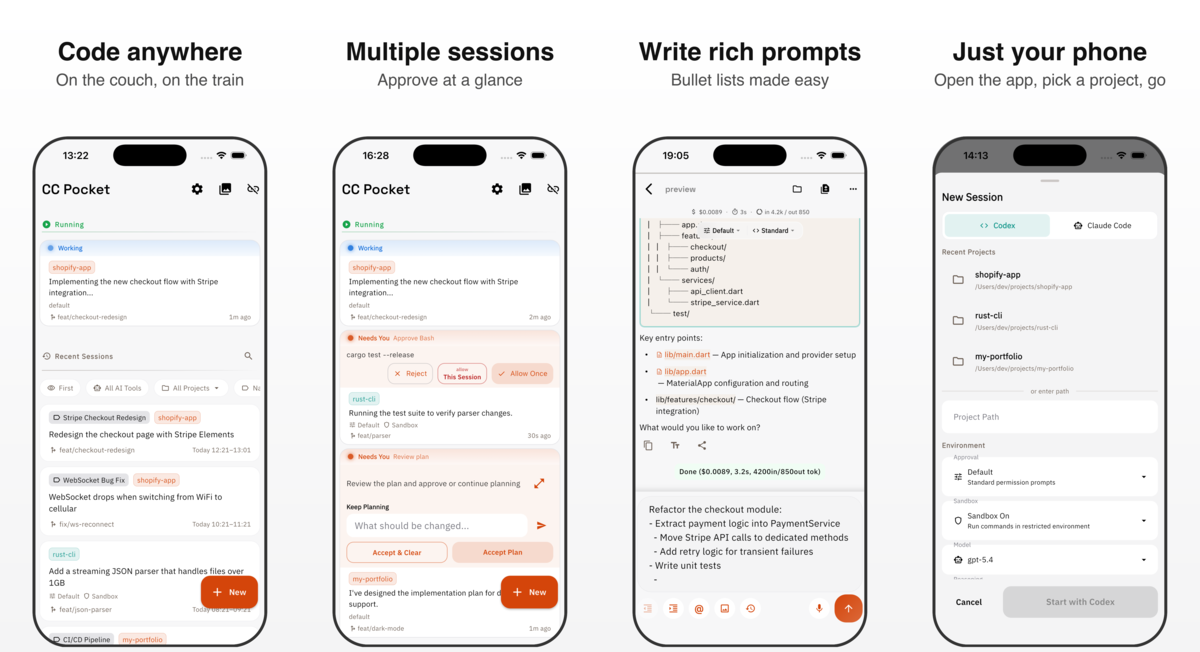 CC Pocket app screenshots