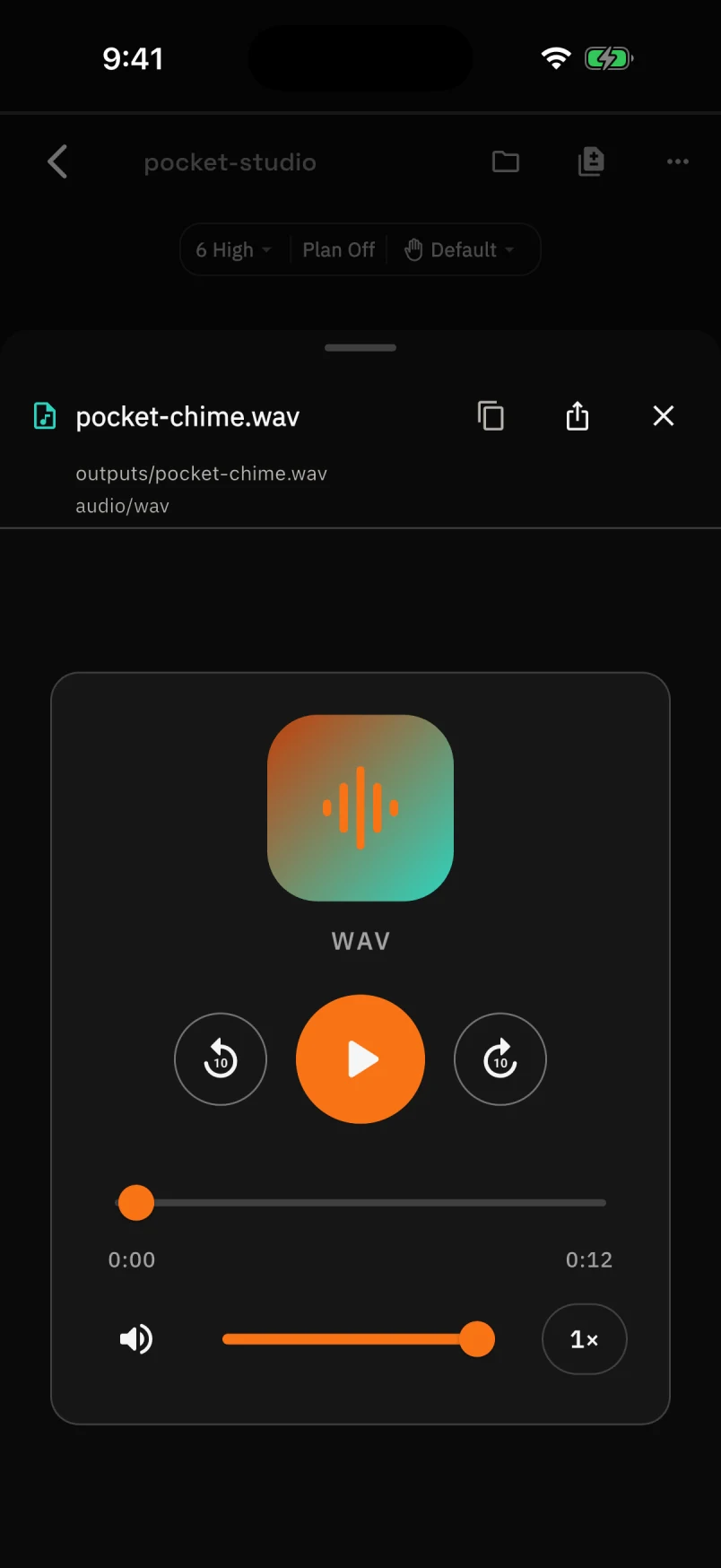 CC Pocket WAV preview with real audio playback controls