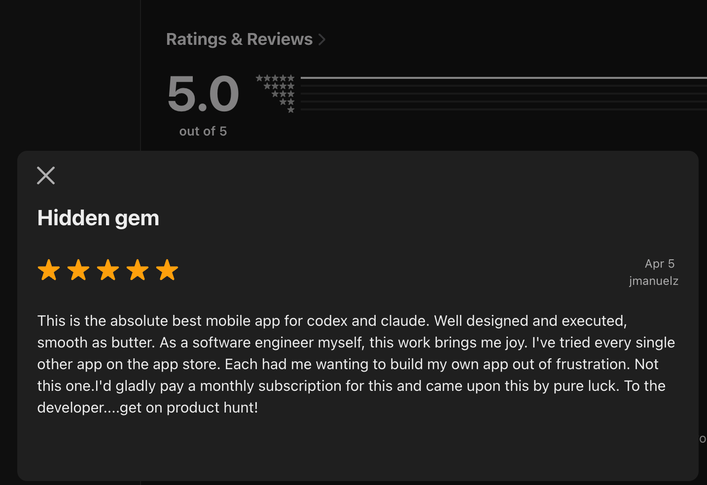 App Store review screenshot